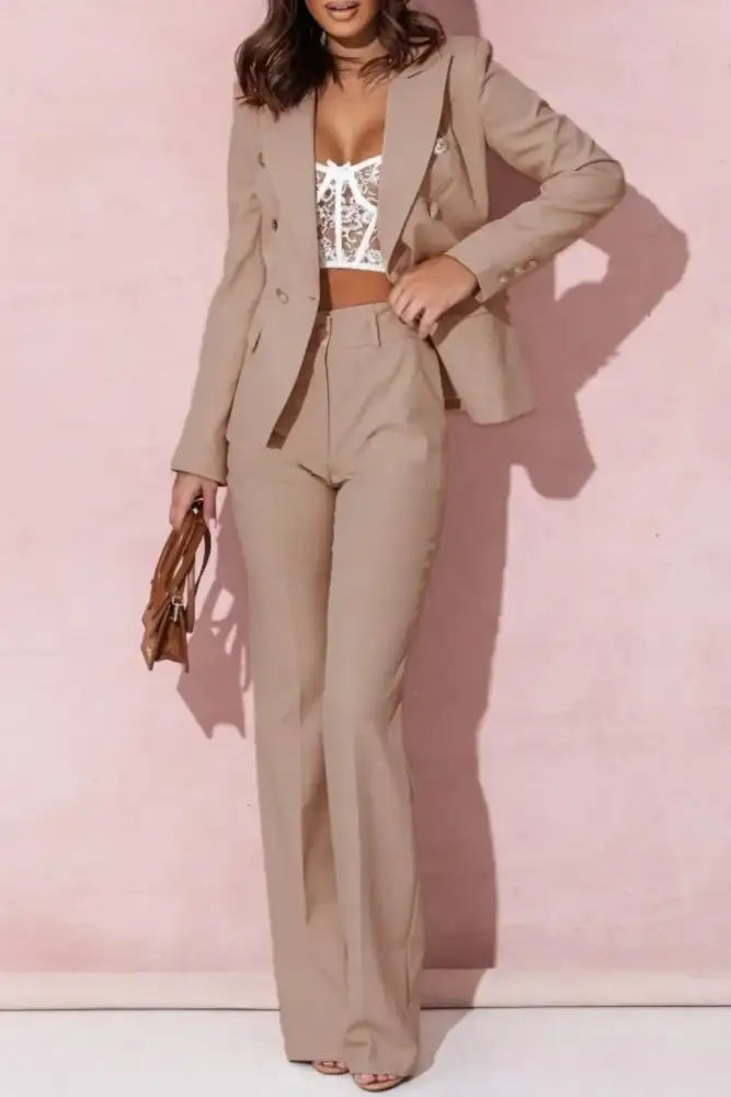 Tailored Blazer & Pants Set - Pink | tailored double-breasted beige pantsuit white