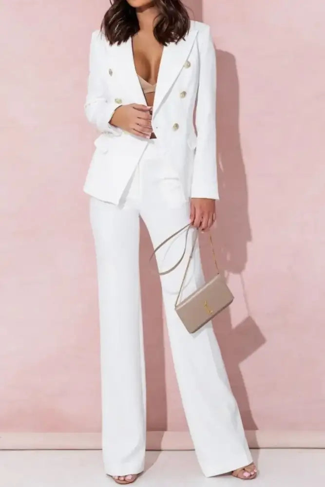 Tailored Blazer & Pants Set - Pink | women’s white double-breasted pantsuit gold