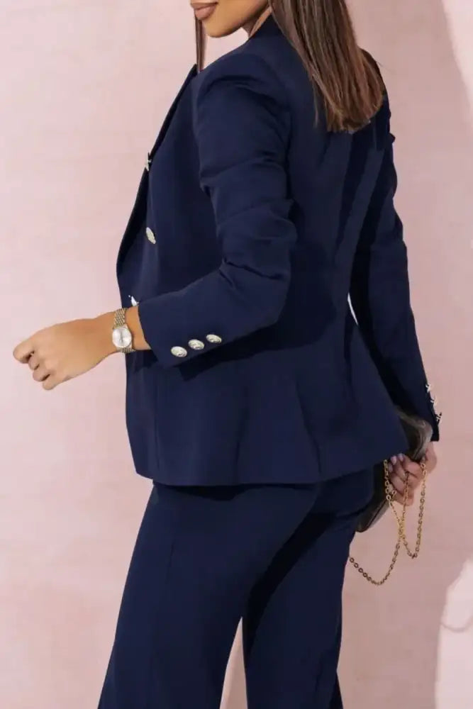 Tailored Blazer & Pants Set - Pink | navy blue double-breasted pantsuit gold
