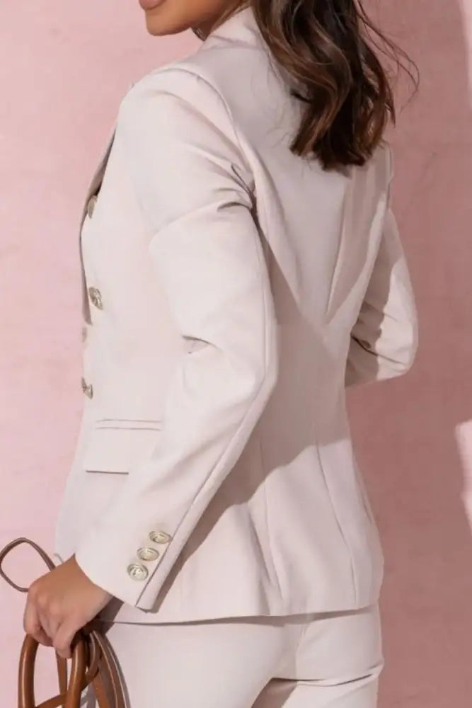 Tailored Blazer & Pants Set - Pink | woman light-colored double-breasted blazer pants