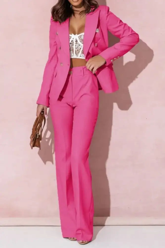 Tailored Blazer & Pants Set - Pink | bright pink blazer trouser set