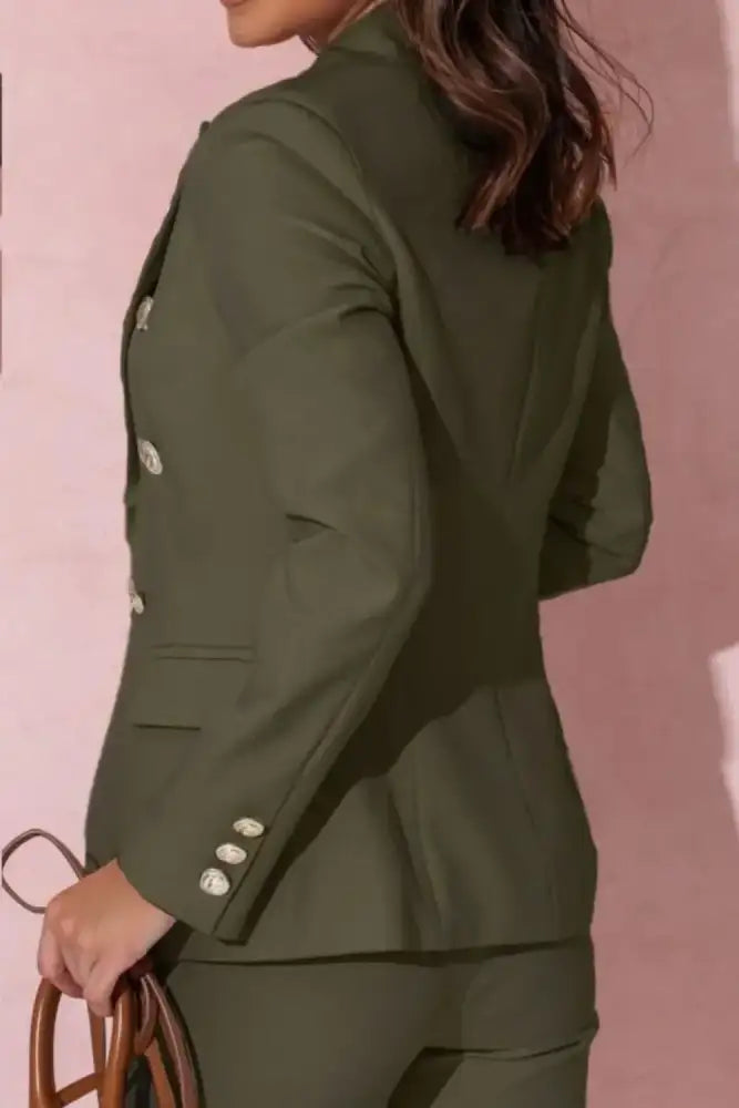 Tailored Blazer & Pants Set - Pink | olive green double-breasted blazer gold
