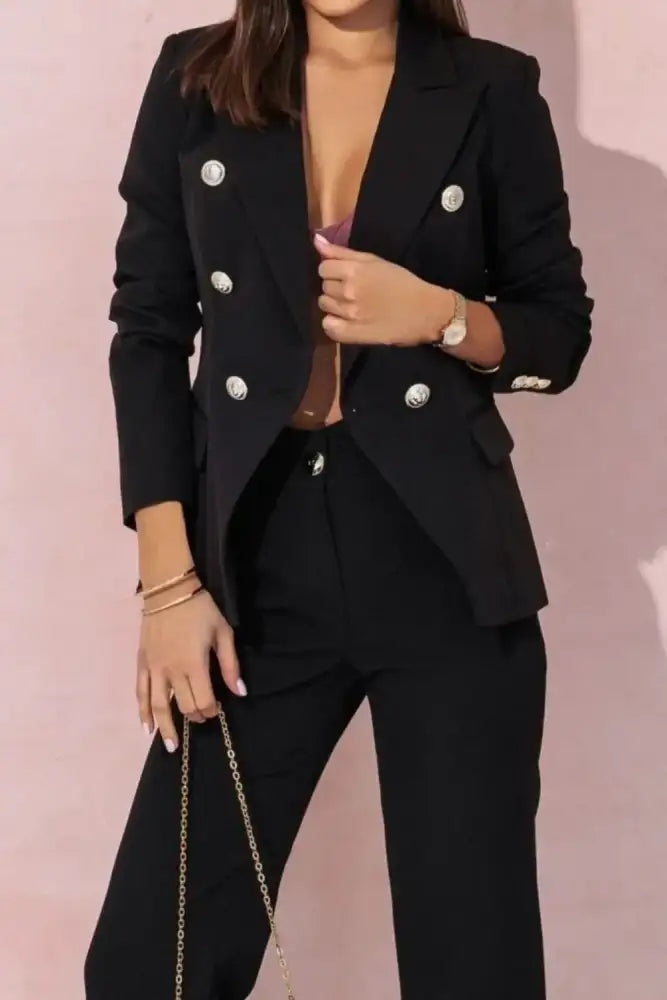 Tailored Blazer & Pants Set - Pink | women’s black double-breasted blazer silver