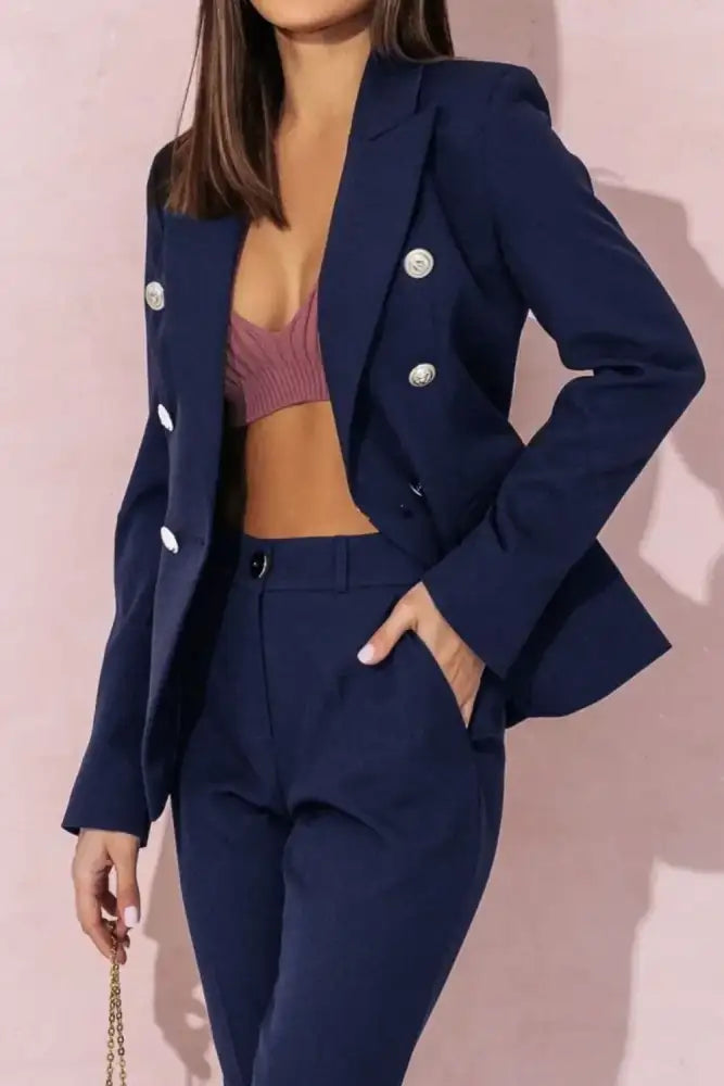 Tailored Blazer & Pants Set - Pink | women’s navy blue double-breasted blazer