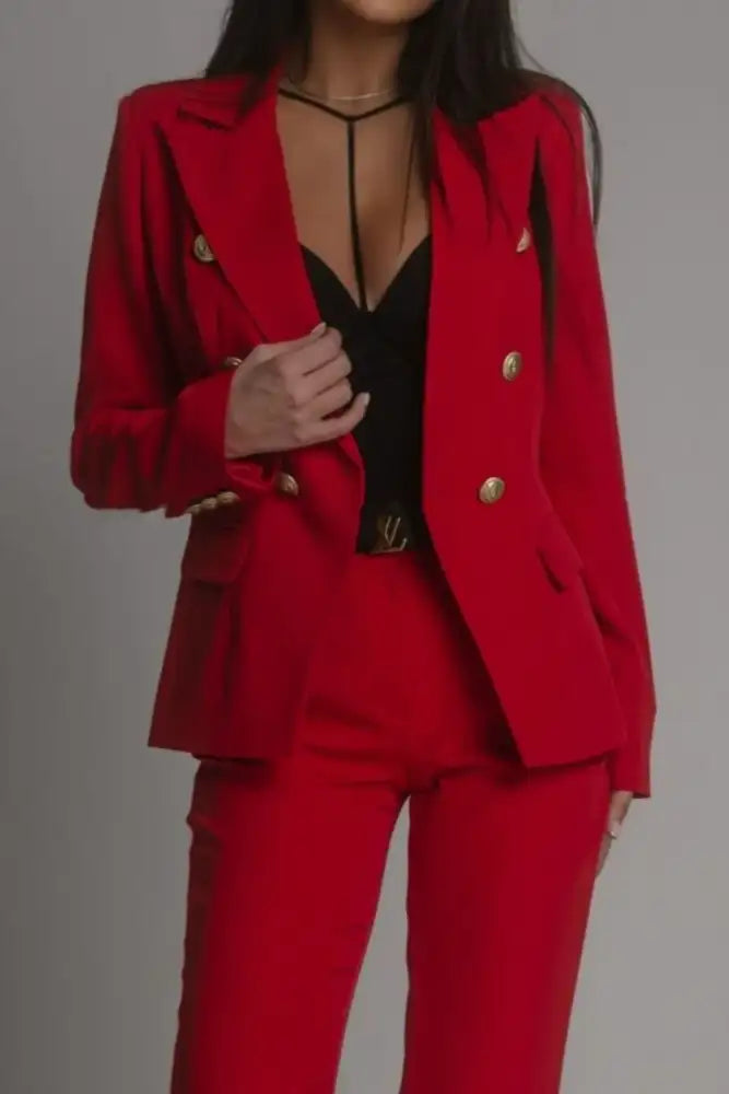 Tailored Blazer & Pants Set - Pink | women’s red double-breasted pantsuit gold