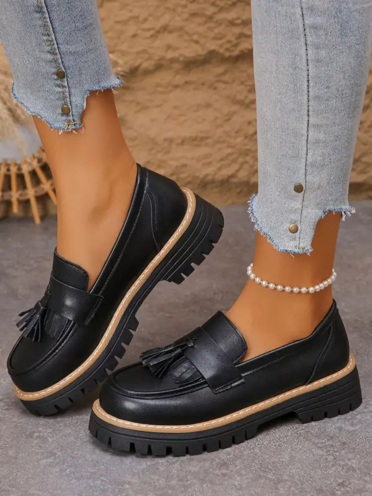 Tassel Round Toe Platform Loafers