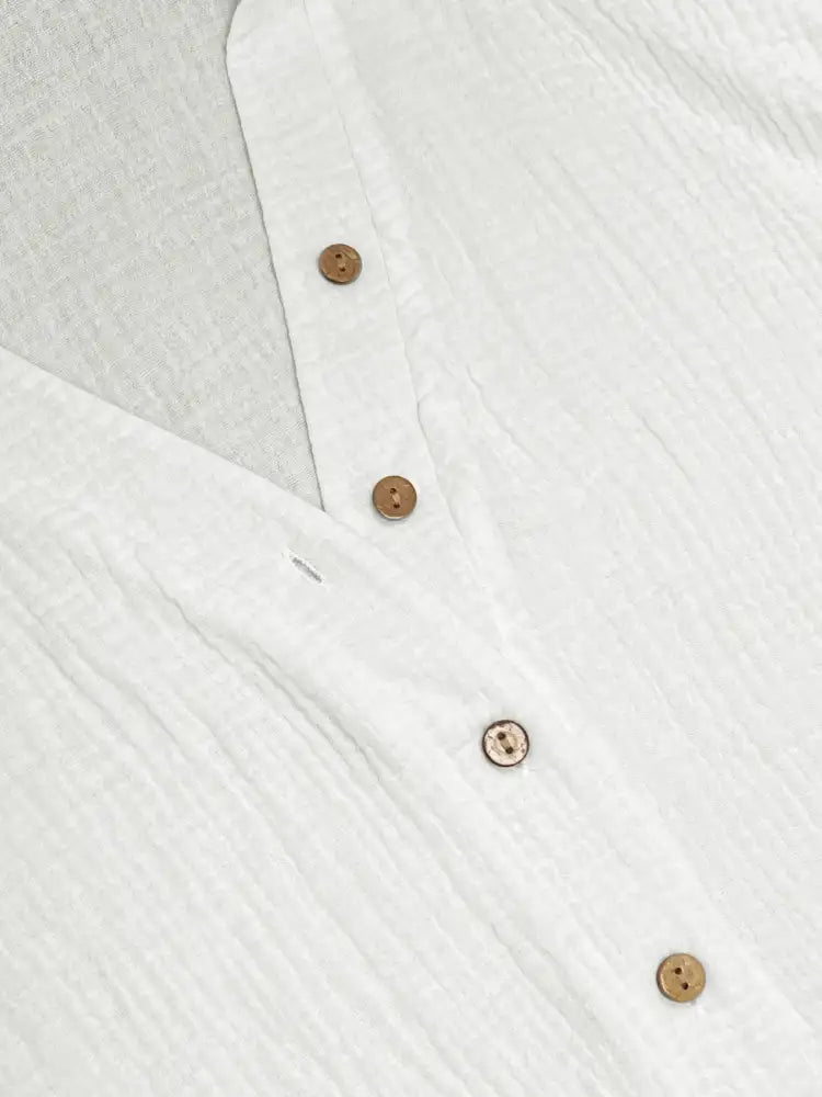 Texture Button Down Side Slit Long Sleeve Shirt