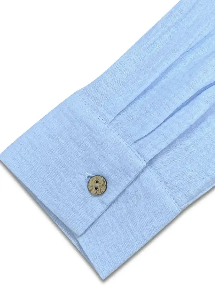 Texture Button Down Side Slit Long Sleeve Shirt