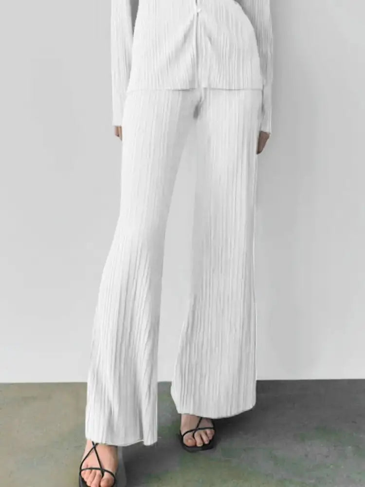 Texture Long Sleeve Top and Pants Lounge Set