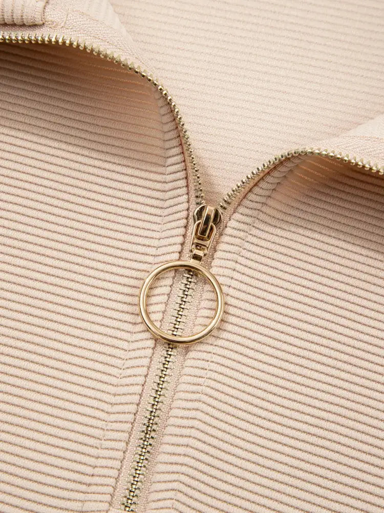 Textured Half Zip Kangaroo Pocket Top and Drawstring Shorts Set