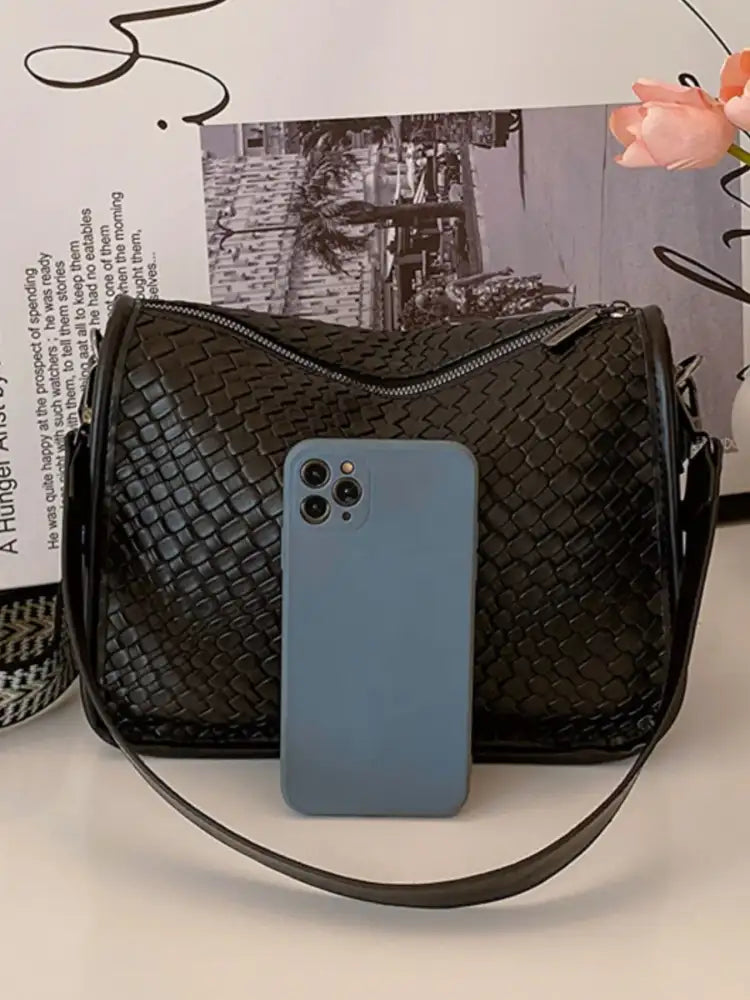 Textured Leather Shoulder Bag