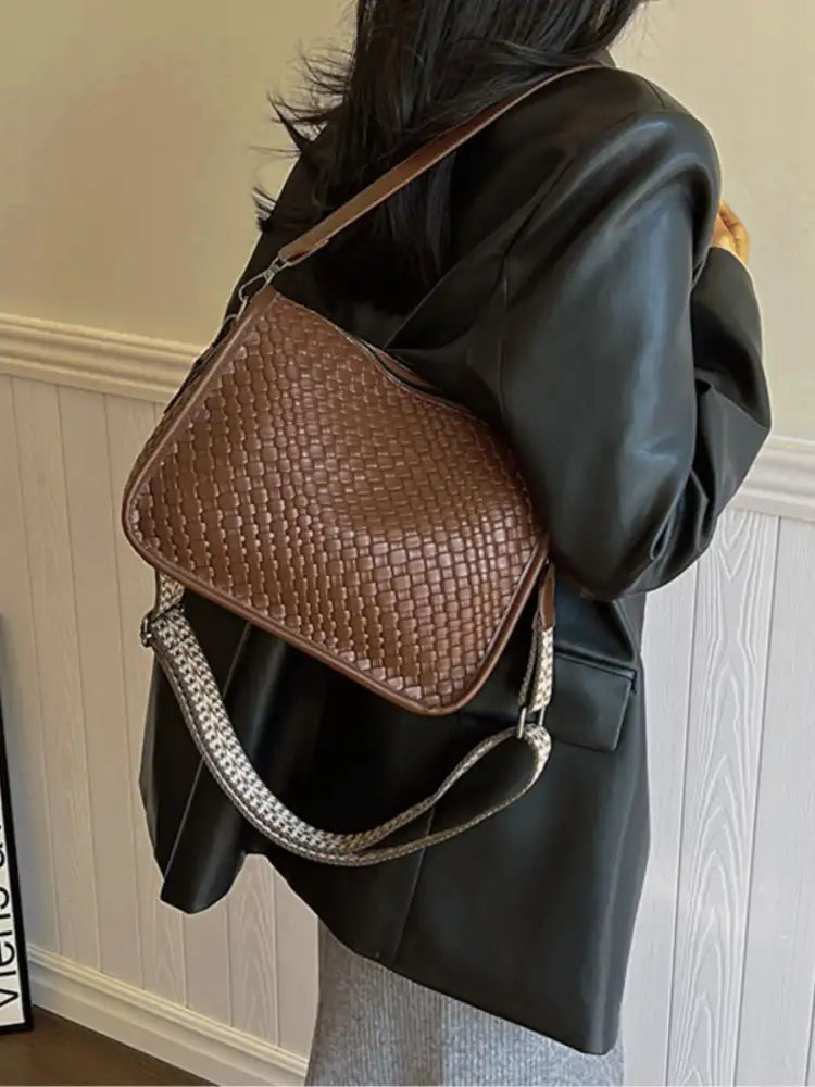 Textured Leather Shoulder Bag