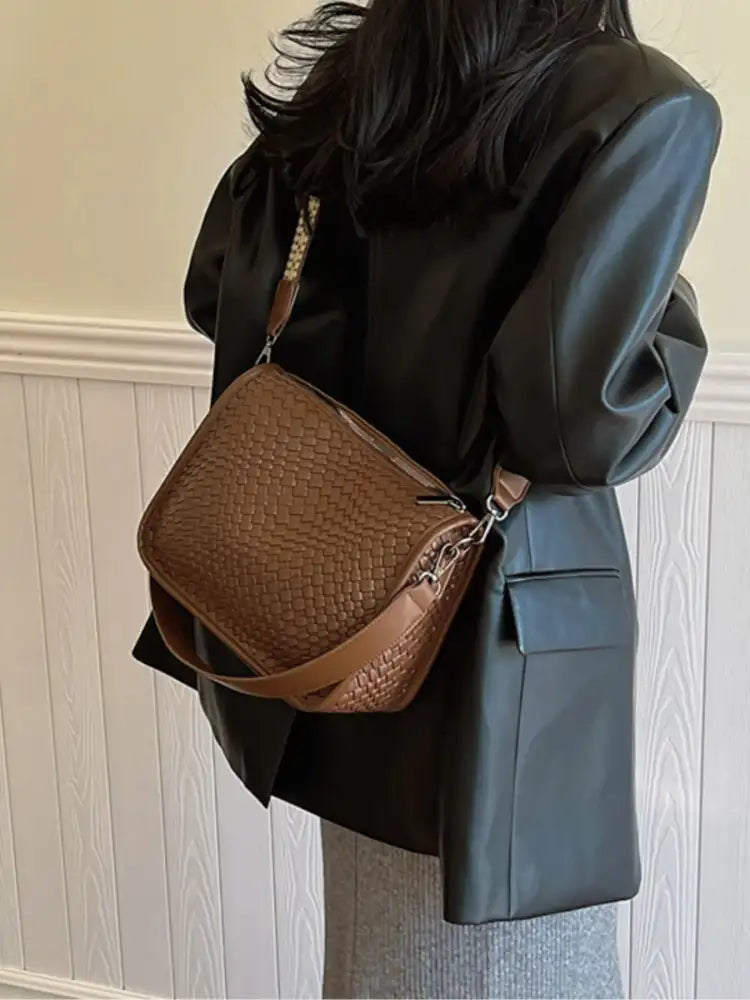 Textured Leather Shoulder Bag
