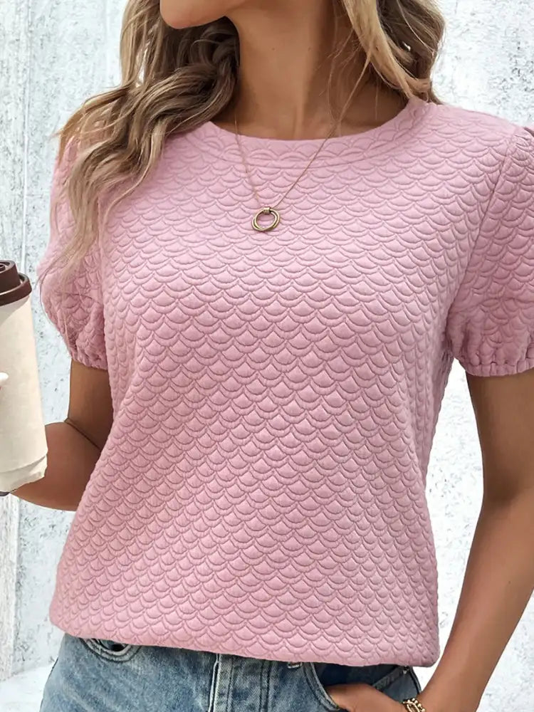Textured Puff Sleeve T-Shirt
