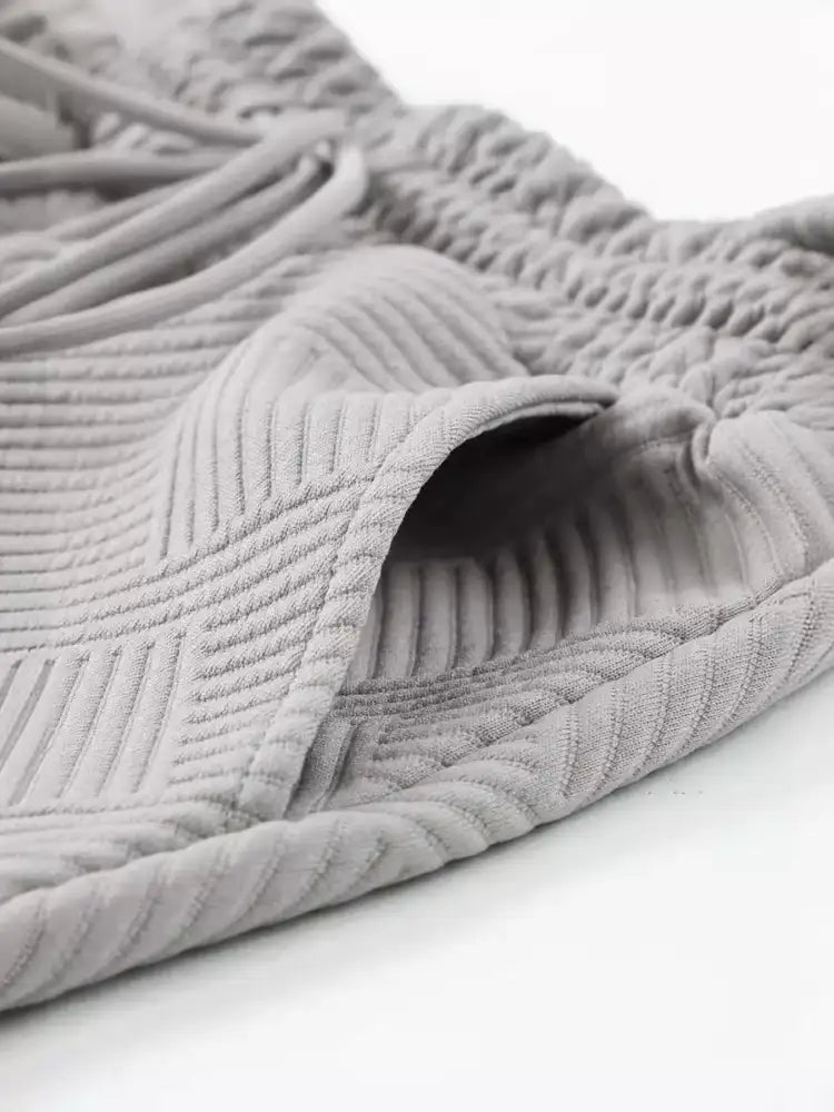 Textured Round Neck Top and Shorts Two-Piece Set