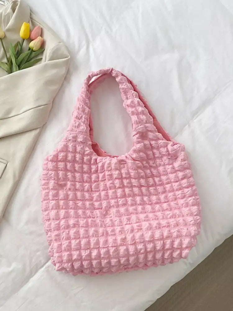 Textured Ruched Shoulder Bag