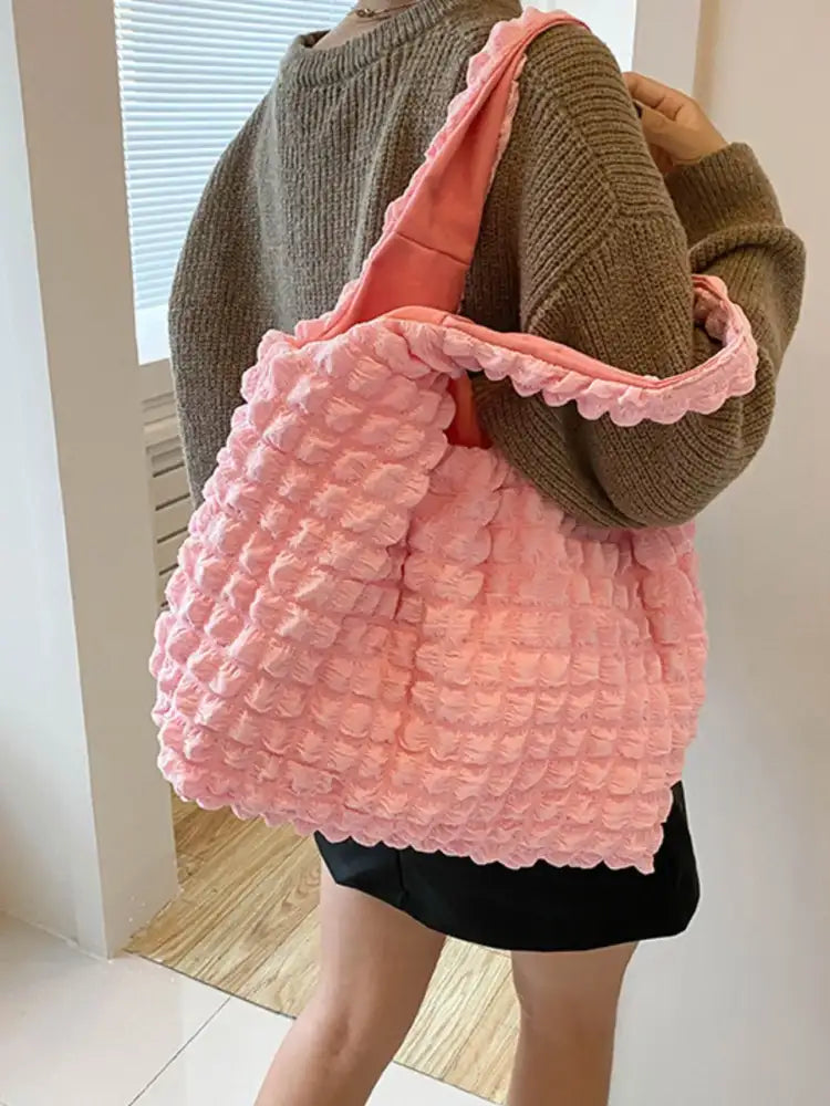 Textured Ruched Shoulder Bag