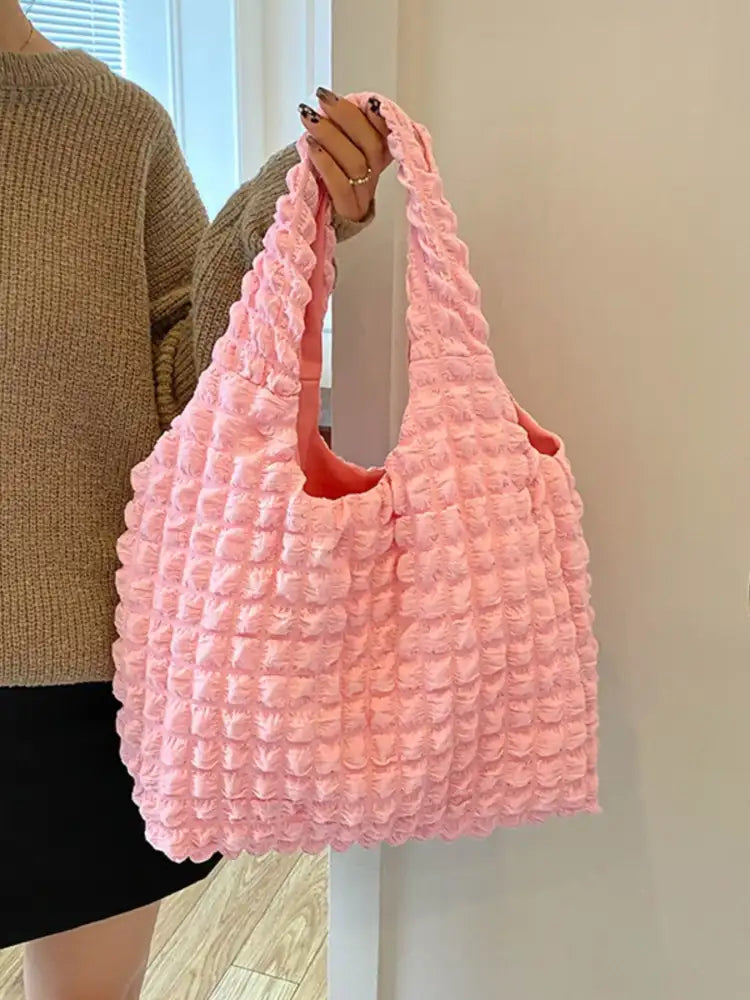 Textured Ruched Shoulder Bag