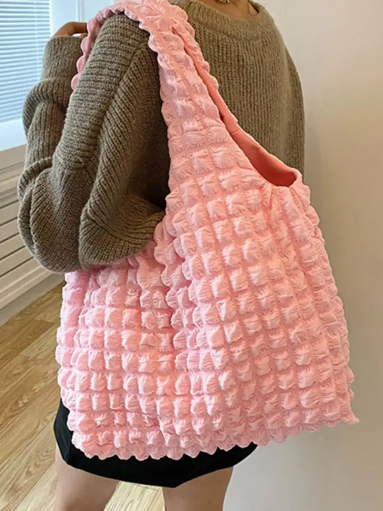 Textured Ruched Shoulder Bag