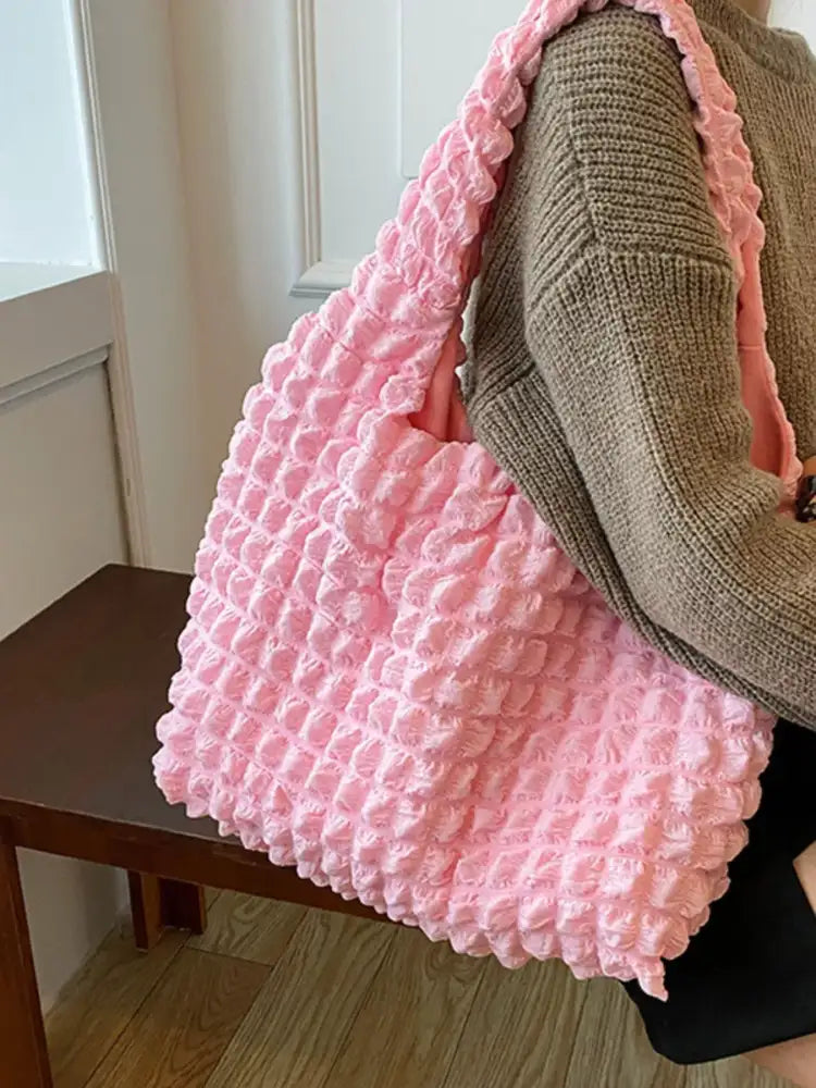 Textured Ruched Shoulder Bag