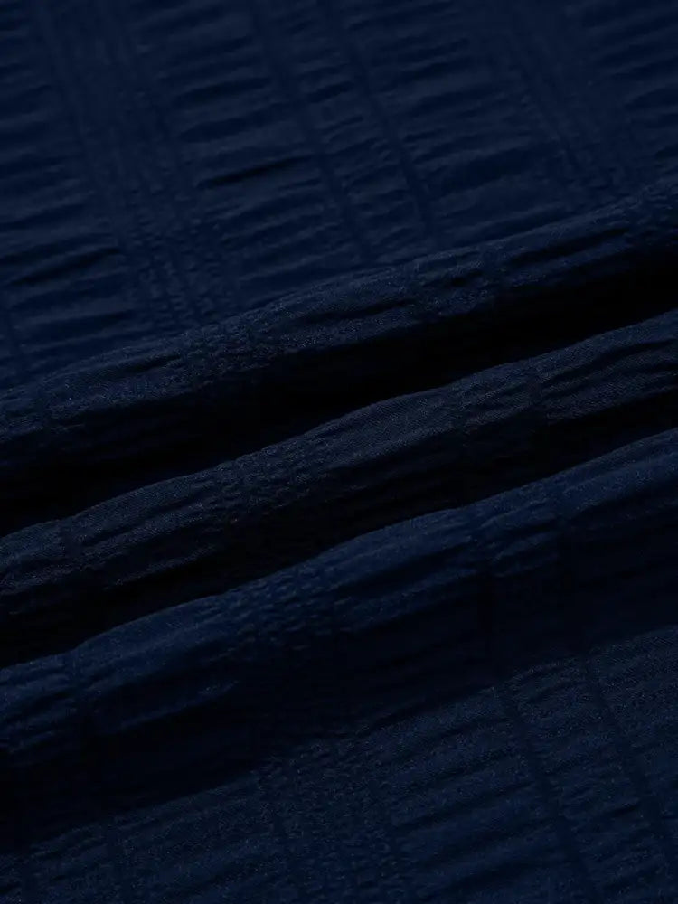 Textured Square Neck Top and Shirred High Waist Shorts Set