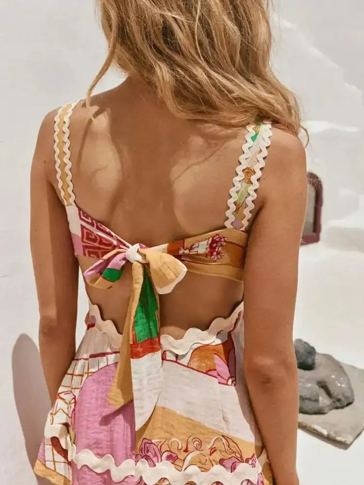 Tie Back Printed Cami and Pants Set