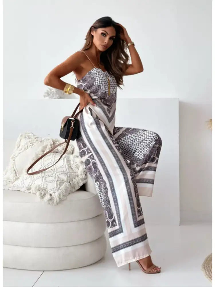 Tie Back Printed Cami and Pants Set