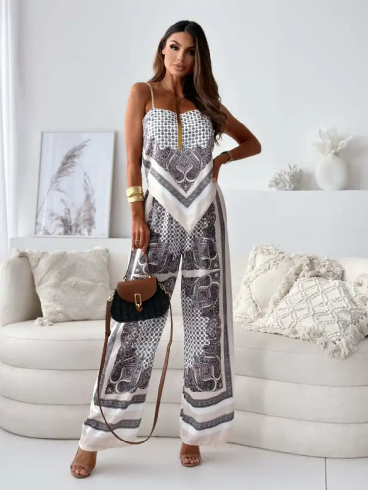 Tie Back Printed Cami and Pants Set