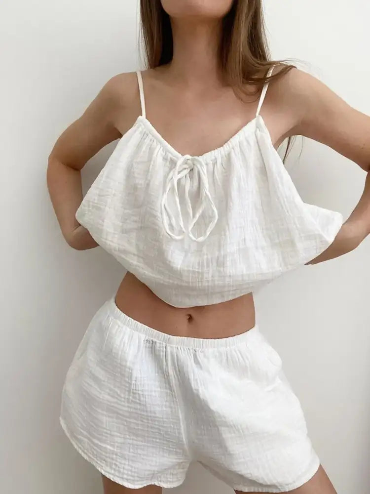 Tie Front Cami and Shorts Lounge Set