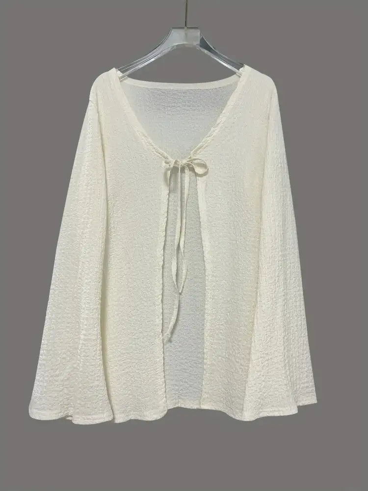 Tie Front Long Sleeve Top and Shorts Set