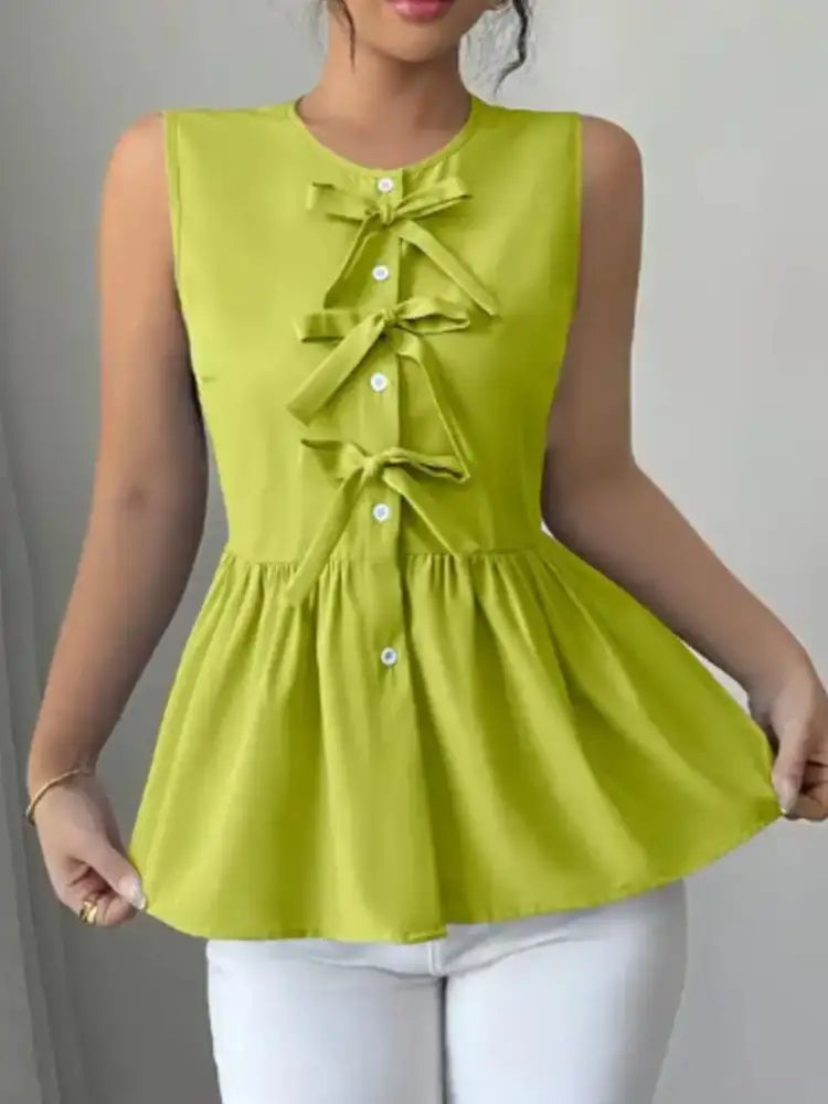 Tie Front Sleeveless Blouse