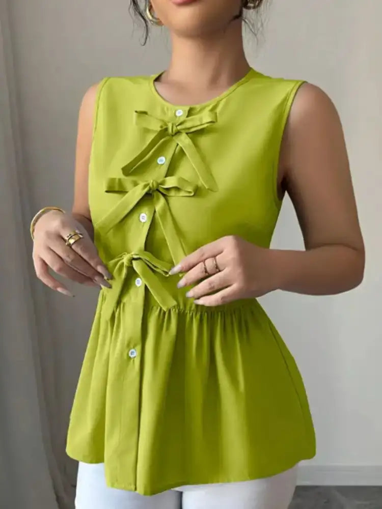 Tie Front Sleeveless Blouse
