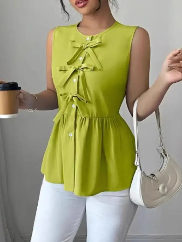 Tie Front Sleeveless Blouse