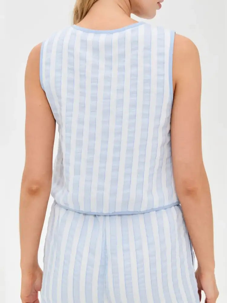 Tie Front Striped Vest and Pants Set