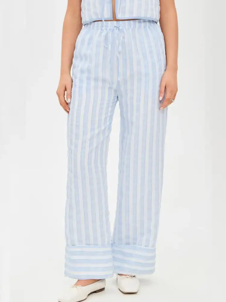 Tie Front Striped Vest and Pants Set