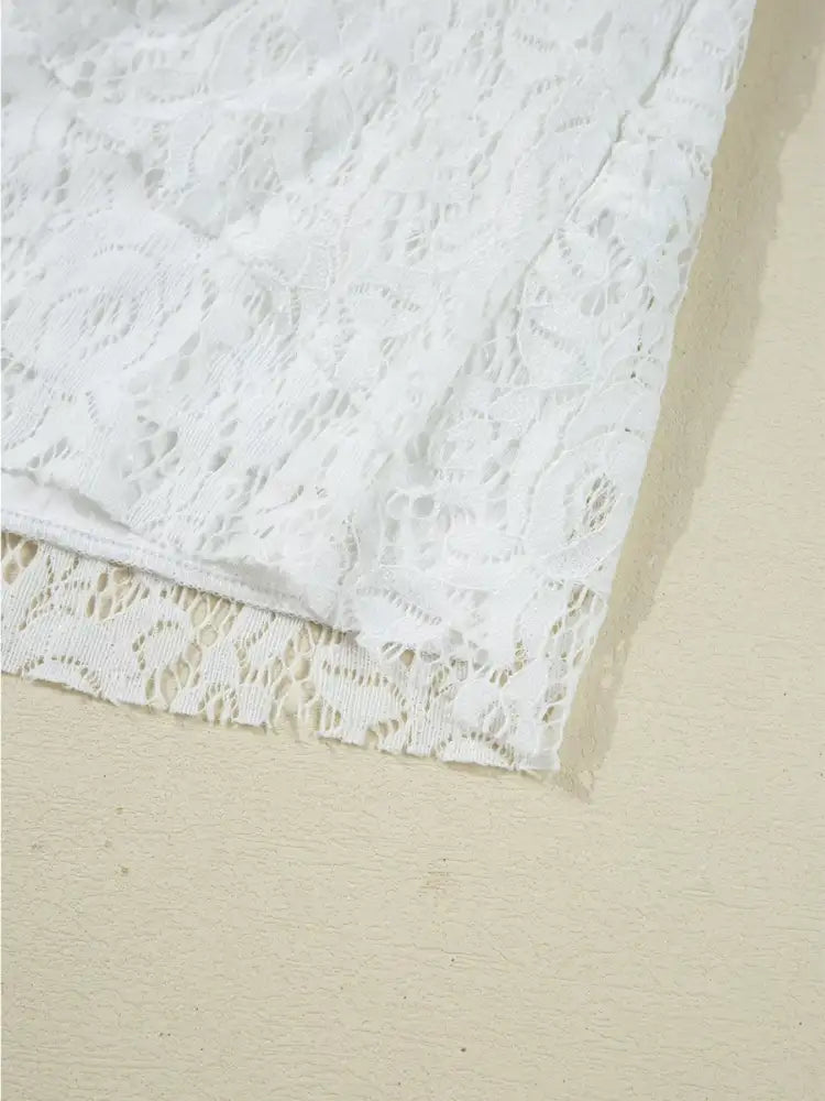 Tie Neck Lace Ruffle Detail Long Sleeve Blouse