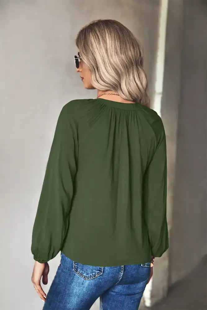 Tie Neck Long Sleeve Blouse