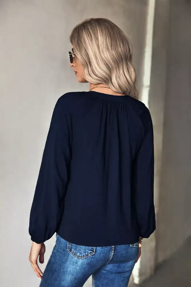Tie Neck Long Sleeve Blouse