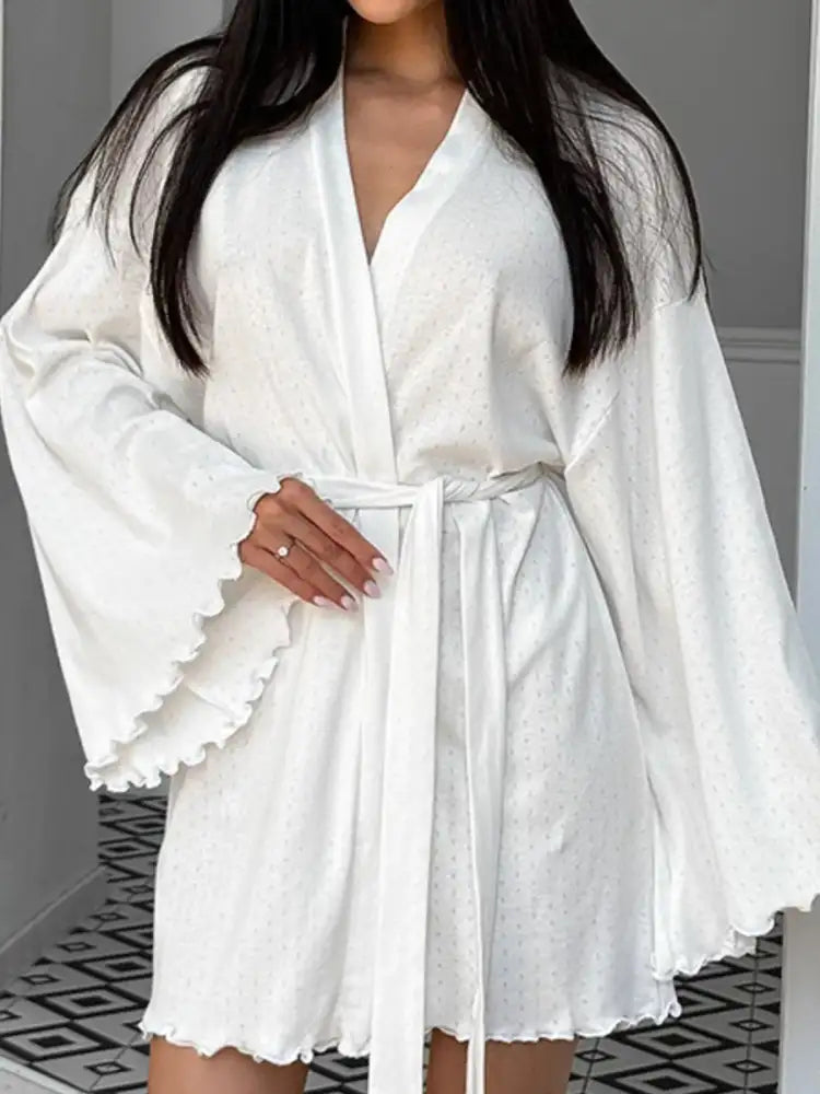 Tie Waist Kimono Sleeve Lounge Nightgown