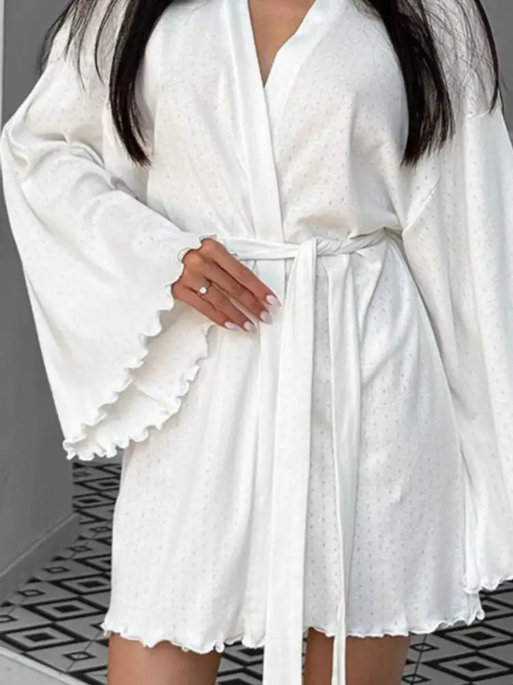 Tie Waist Kimono Sleeve Lounge Nightgown