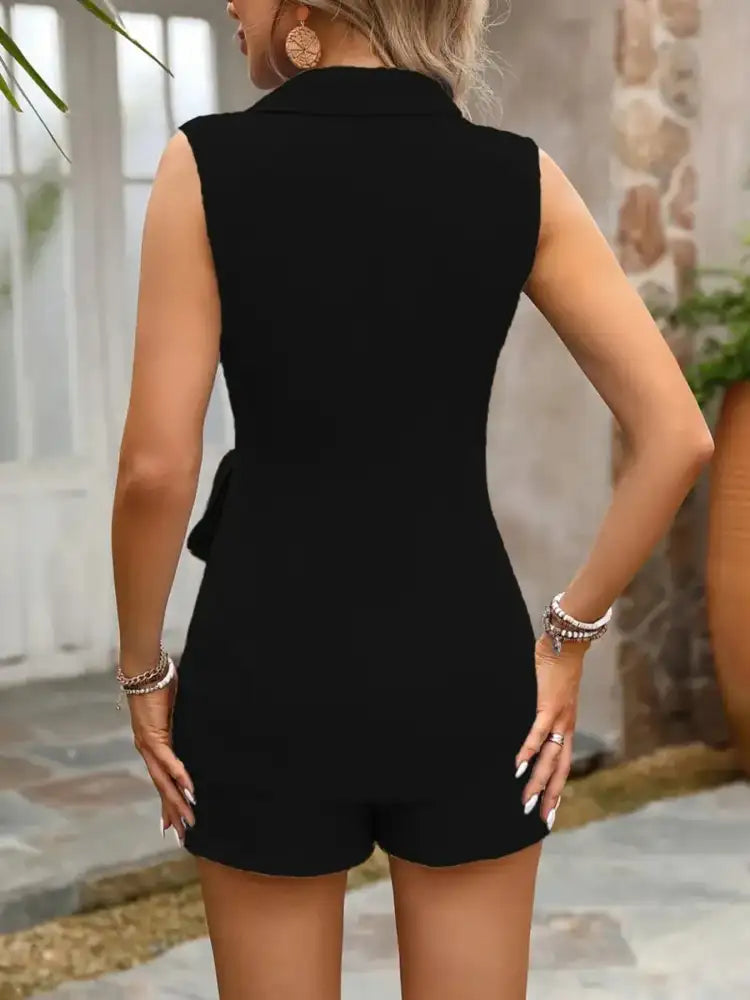 Tie Waist Vest and Shorts Set