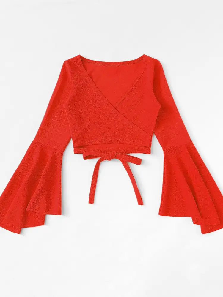 Tied Flare Sleeve Top