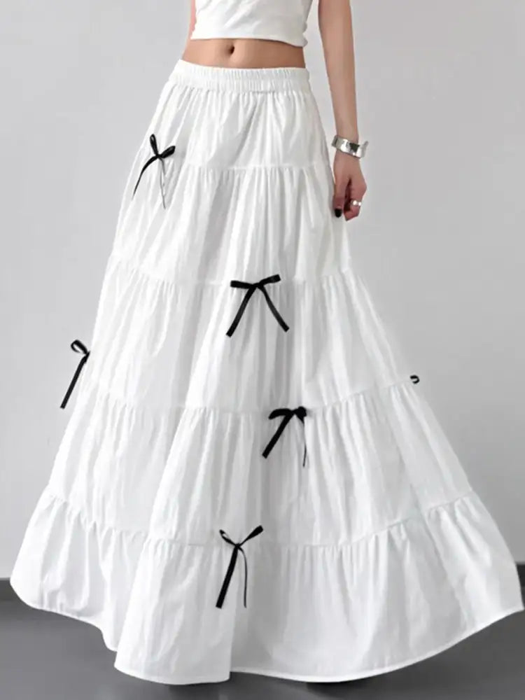 Tiered Bow Maxi Skirt