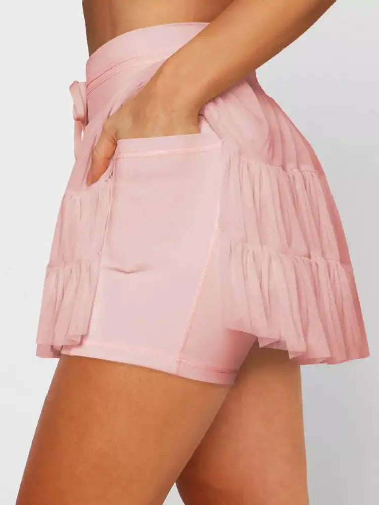 Tiered Skort with Drawstring