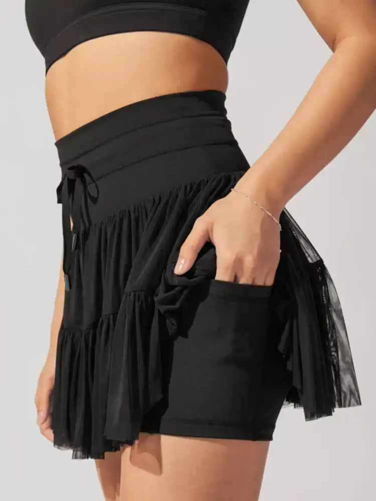 Tiered Skort with Drawstring