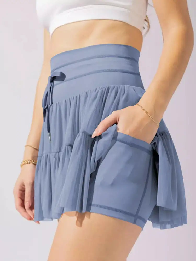 Tiered Skort with Drawstring