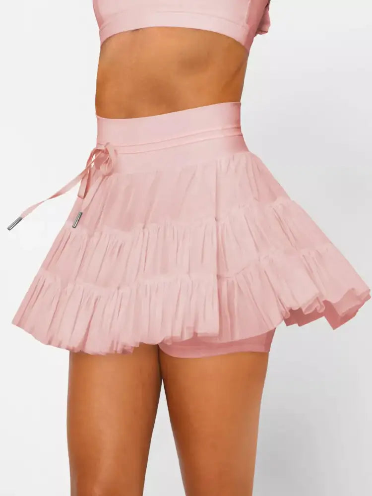 Tiered Skort with Drawstring