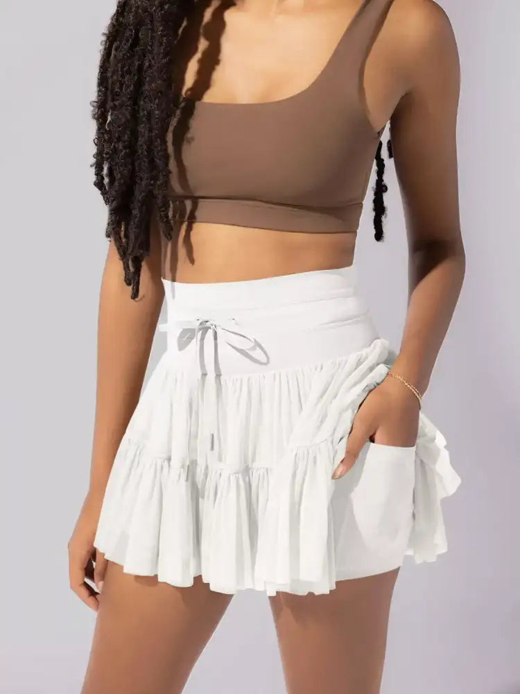 Tiered Skort with Drawstring