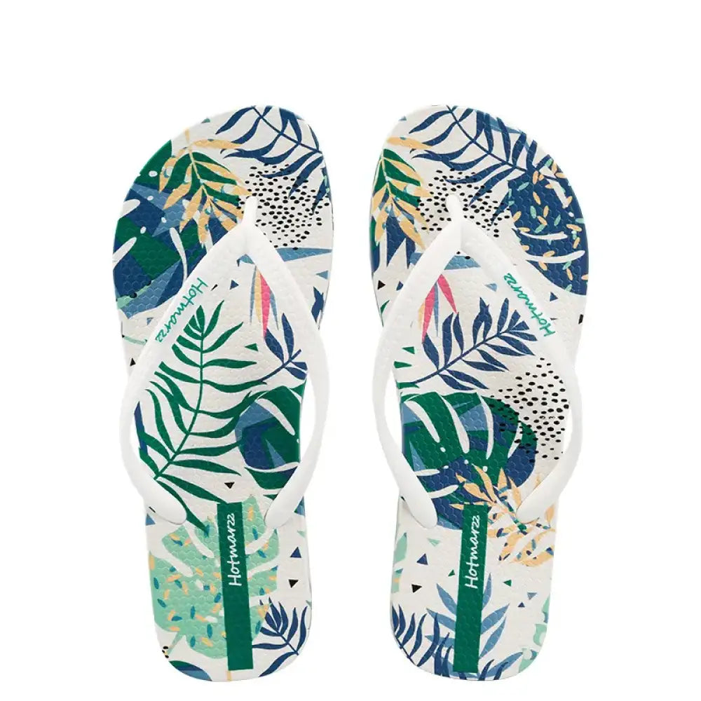 Tropical Leaf Print Summer Slippers