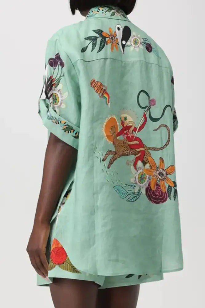 Tropical Paradise Floral Print Shirt and Shorts Set